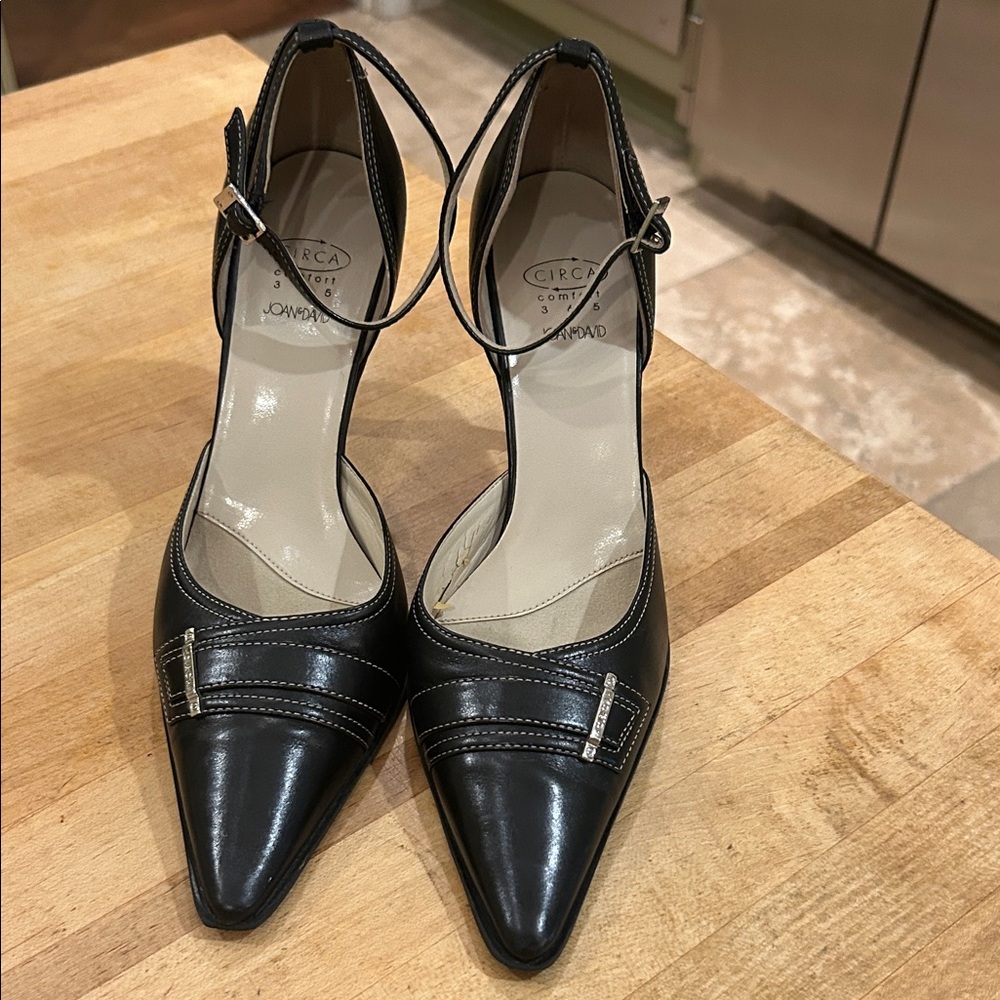 Joan & David Black Ankle Strap Heels